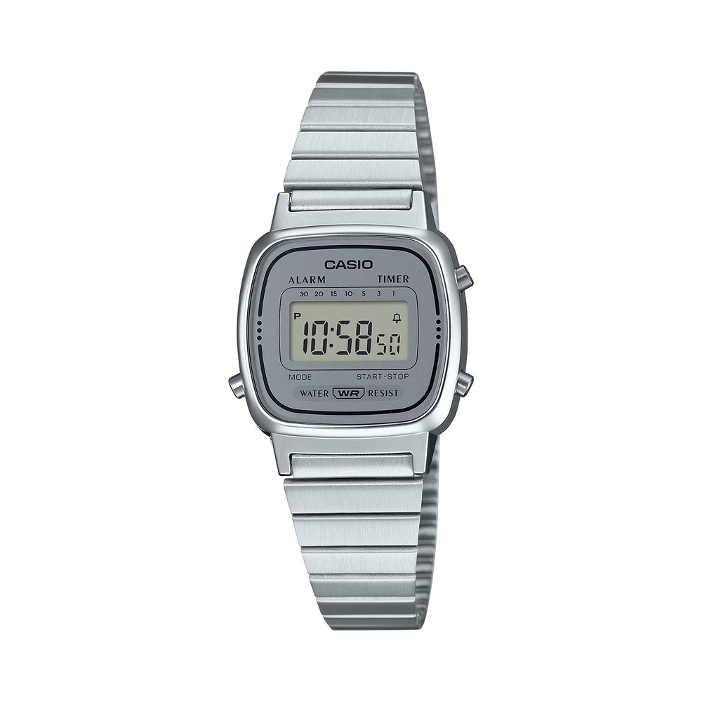 Casio Women’s Silver Digital Dial Stainless Steel Bracelet Watch –
