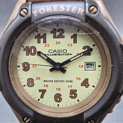 Casio FT-500 Watch Men 42mm Analog Digital Cream Dial Brown Case New Battery SRT