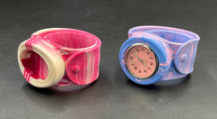 Slap Time Bracelet Pink Quartz Watch with Pink Silicone Band -New Battery