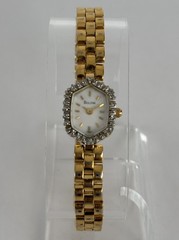 Bulova 15mm Gold Tone Gemmed Quartz Watch w/Bracelet & New Battery