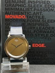 Movado Bold 3600673 Gray Dial Navy Leather Strap Men’s Watch Stainless Steel NIB