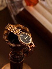 Gold and Black French Vintage Style Unique Dainty Women’s Wrist Watch