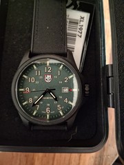 Luminox XL.1977 Swiss Made Quartz Green Dial Black Carbon 47mm Date Watch