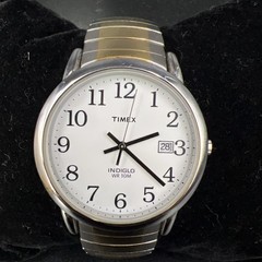 Timex Men’s 7” Watch 35mm White Dial Two Tone Indiglo Date T2H311 New Battery