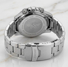 Mens Luxury Sport Watch Quartz Movement Silver Dial Bracelet Wristwatch Zhowe