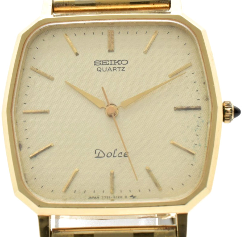 Vintage Seiko Dolce 7731-5120 Gold Dial Quartz Men’s Dress Watch Japan