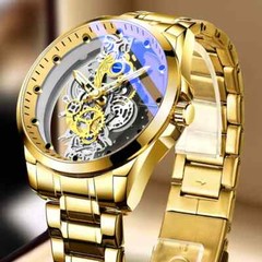 Men Watch Skeleton Automatic quartz Watch Gold Skeleton Vintage Man Watch New