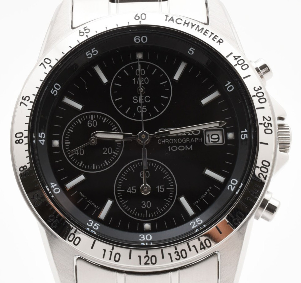 [Near MINT] SEIKO 7T92-0DW0 Black Dial Quart Chronograph Men’s Watch From JAPAN
