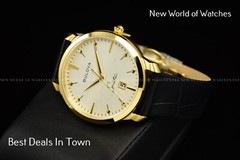 Bulova 97B204 Men’s Frank Sinatra Classic Gold Tone Watch Black Leather Band