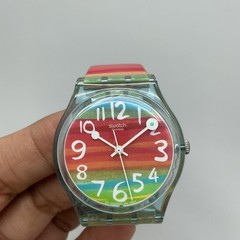 Swatch Color The Sky Men Watch 34mm Rainbow Dial Swiss GS124 New Battery