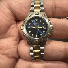 Working Fossil Date 28mm Blue Dial Two Tone Women Watch Quartz New Battery