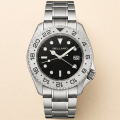 BELLARO GMT Style Watch – NH35 Automatic – Sapphire Crystal Gray Dial