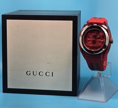 New Gucci Sync XXL YA137103 Red Rubber Red Dial Unisex 46mm Swiss 5 ATM Watch