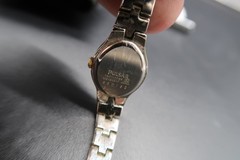Vtg Pulsar Silver and Gold Tone Blue Face Womens Wrist Watch