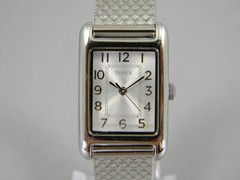 Timex Watch Women 20x31mm Silver Tank Adjustable Clasp Band New Battery 5.5-7.5″
