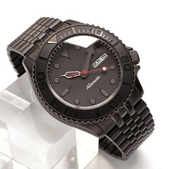 41mm NH36 Date Week Black PVD Case 200M Diving Automatic Men Watch Steel Strap