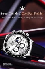OLEVS Watch for Men Silicone Strap Chronograph Luxury Multifunction Black Dial