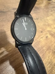 Citizen Eco Drive J165-S060931 Black & Silver Men’s Watch Leather Strap Working