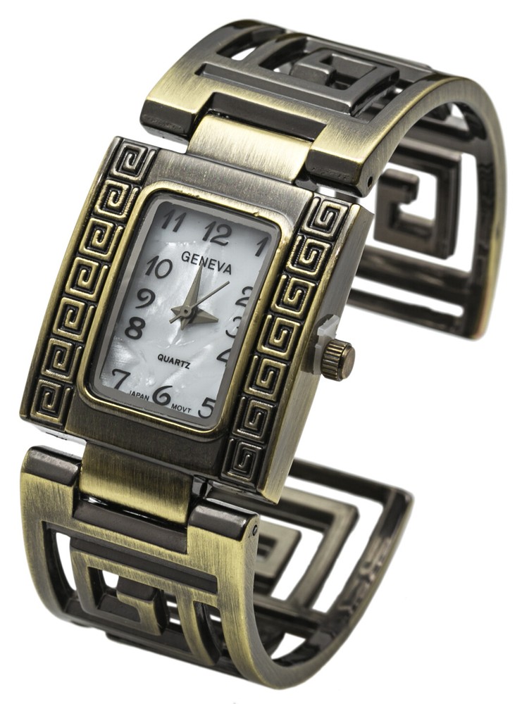 Blekon Collections Brushed Finish Designer Style Fashion Women Bangle Cuff Watch