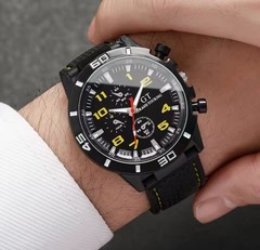 GT Grand Touring Men’s Quartz Analog Watch Black Dial Rubber Strap 44-47.9mm