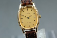 [Near MINT] OMEGA De Ville Cal.1455 20mm Gold Dial Qz Women’s Watch From JAPAN