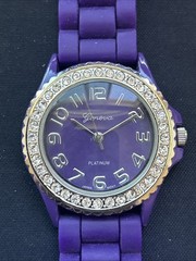 Geneva Silver Tone Purple Dial And Band Women’s Quartz Watch