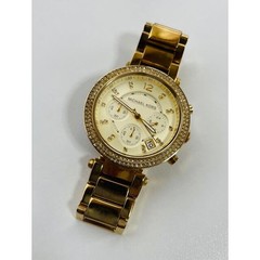 Excellent Condition with New Battery Michael Kors Parker Rhinestones Chronograph