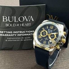 Bulova Marine Star 98B277 Men’s Quartz Watch Silicone Strap New With Box 44mm