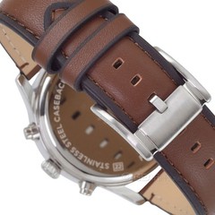 FOSSIL Bennett Mens Multifunction Watch Cream Dial Day Date, Brown Leather Strap