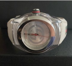 Gucci Sync XXL YA137102 White Rubber Band White Dial Unisex Women Man Watch