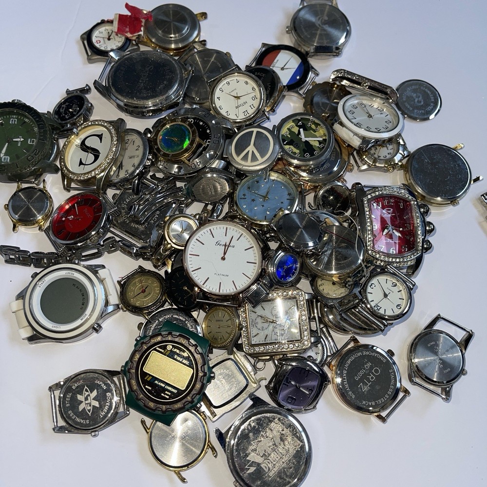 Lot Of Face Watches Various Styles Mixed Not Tested No Bands Parts Only Over 3lb