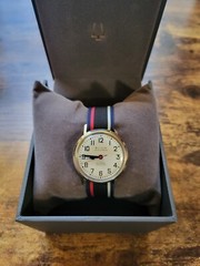 Bulova Accutron 214 10K Gold & Stainless White Dial With Black/White/Red/Blue…