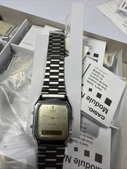 Casio Men’s Vintage Ana-Digi Quartz Cream Dial Stainless Steel Watch AQ230GG-9A