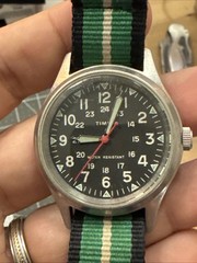 Timex J. Crew Circa 2008 Quartz Military Field Wristwatch Black Dial New Battery