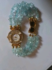 Lucoral Quartz Vintage Watch ~ Gemstone Blue Quartz MOP Face ~ Needs Battery