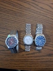 Vintage Red, White And Blue Watch Lot 3 Pcs * ESTATE SALE *