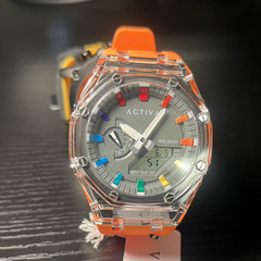 Activa Kaleido Analog-Digital Quartz Watch Clear Case Orange Silicone 50m