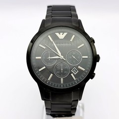 NEW GENUINE EMPORIO ARMANI RENATO AR2453 BLACK DIAL STAINLESS STEEL MEN’S WATCH
