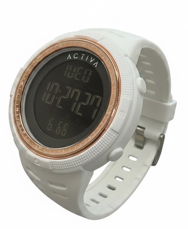 Activa x Invicta Digital Essentials Mens Watch 50mm White Gold ACW1915-013 New