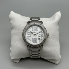 Burgi Womens Watch 36mm White Dial Diamond Stainless Steel New Battery 7.75″