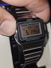 Casio A158 Digital Quartz Alarm Chronograph WR Silver Steel Bracelet w/ Box