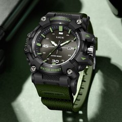 LIGE Men Watch Quartz Date Analog Luminous Waterproof Diver Sport Man Wristwatch