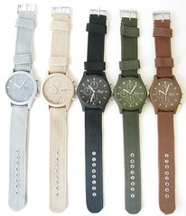 NEW-GENEVA PLATINUM GRAY,SAND,BLACK,OLIVE GREEN,BROWN CANVAS BAND WATCH-4540