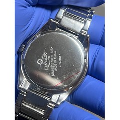 Omax Since 1946 Mens Quartz Watch Black Dial Silver Steel Link Bracelet HSJ827