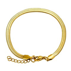 Women Men Stainless Steel Width 3/4mm Gold Color Flat Snake Chain Bracelet Exten