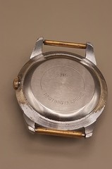 Vintage men’s Vostok 2214 mechanical watch with a date function.