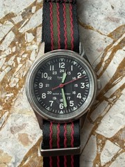 Timex J. Crew Circa 2008 Quartz Military Field Wristwatch Black Dial New Battery
