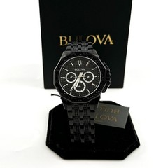 Bulova Crystal Octava 98C134 Quartz Black Pave Dial Stainless Men’s Watch 41.5mm