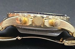 VTG Accutime 47mm All SS Gold Tone Japan Quartz Watch Rotating Bezel New Battery