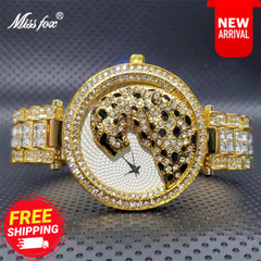 MISSFOX Womens Leopard Luxury Gold Diamond Watch Relogio Feminino Waterproof NEW